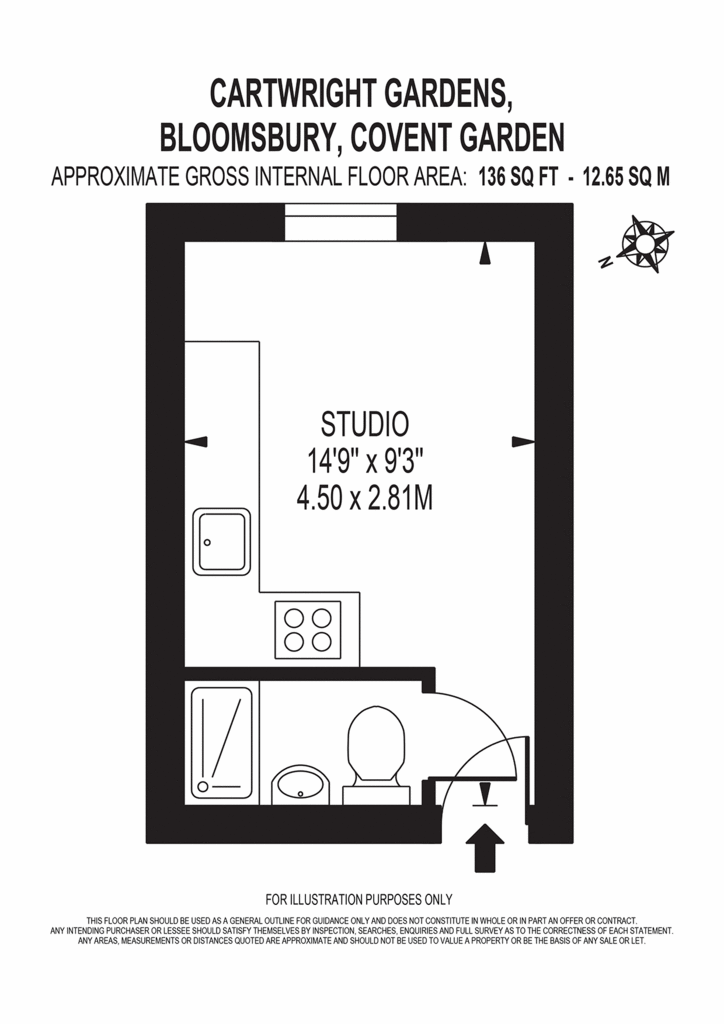 Studio flat to rent - floorplan