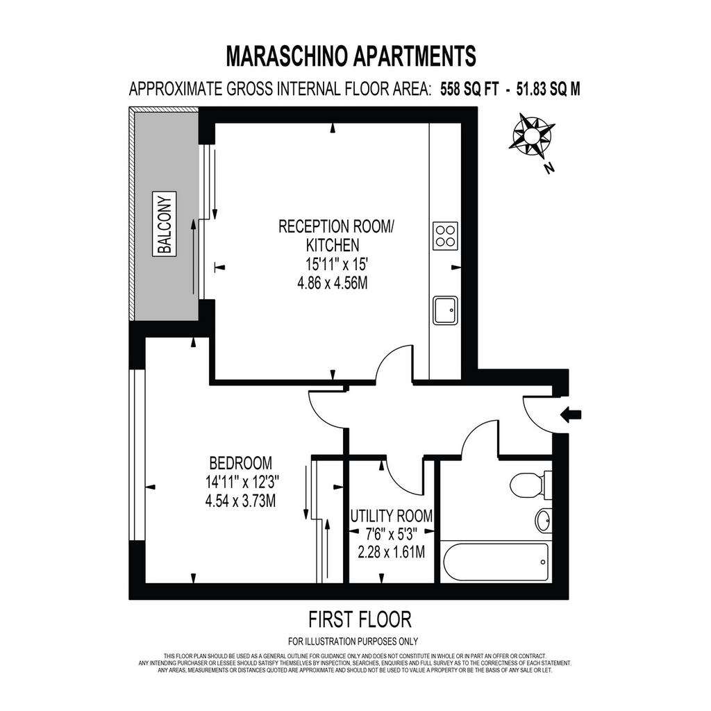 1 bedroom flat to rent - floorplan