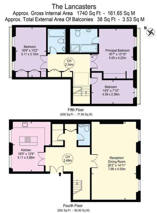 3 bedroom flat to rent - floorplan