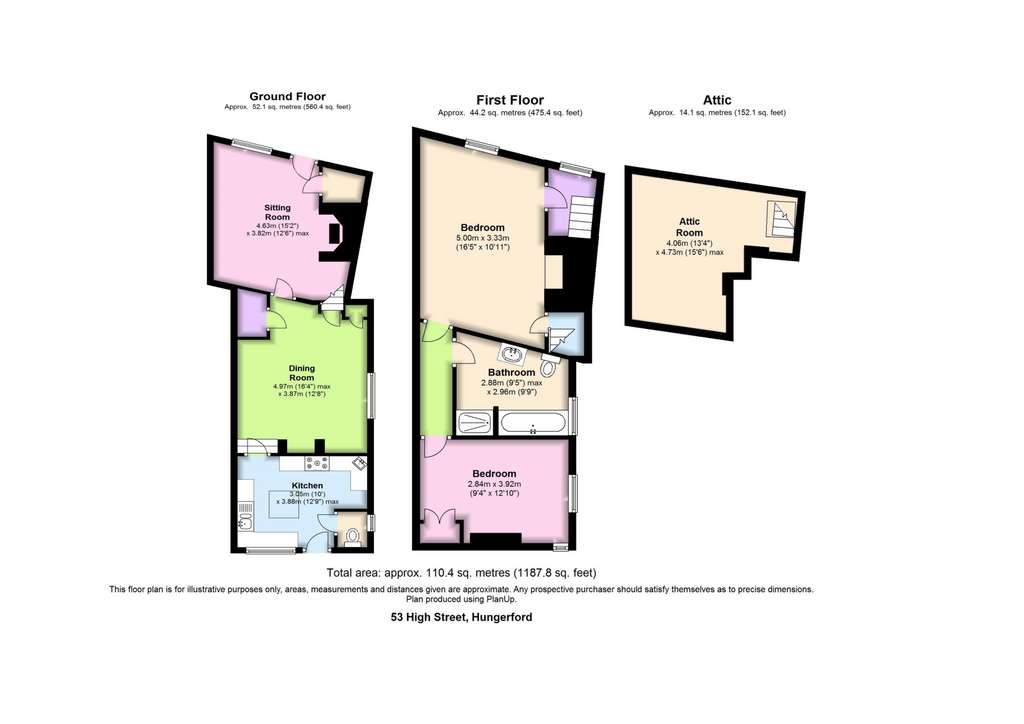 2 bedroom terraced house for sale - floorplan