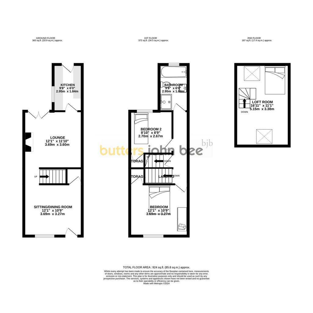 3 bedroom semi-detached house for sale - floorplan