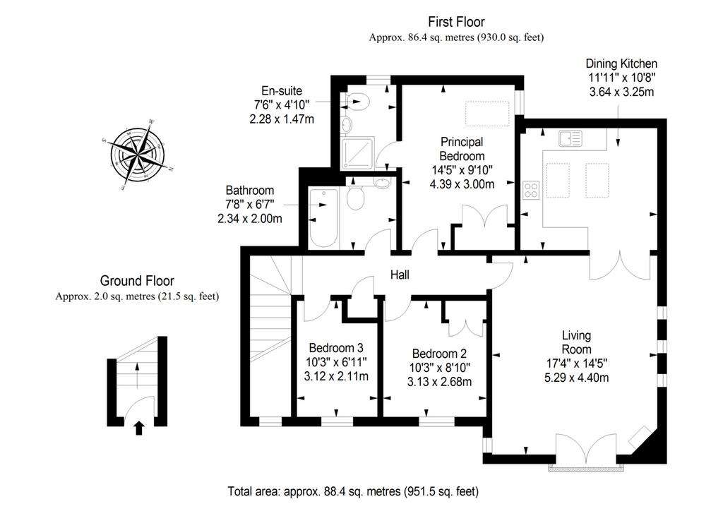 3 bedroom flat to rent - floorplan