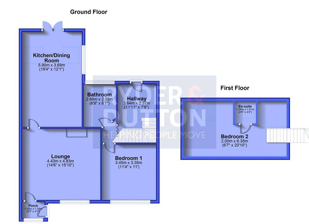 2 bedroom bungalow for sale - floorplan