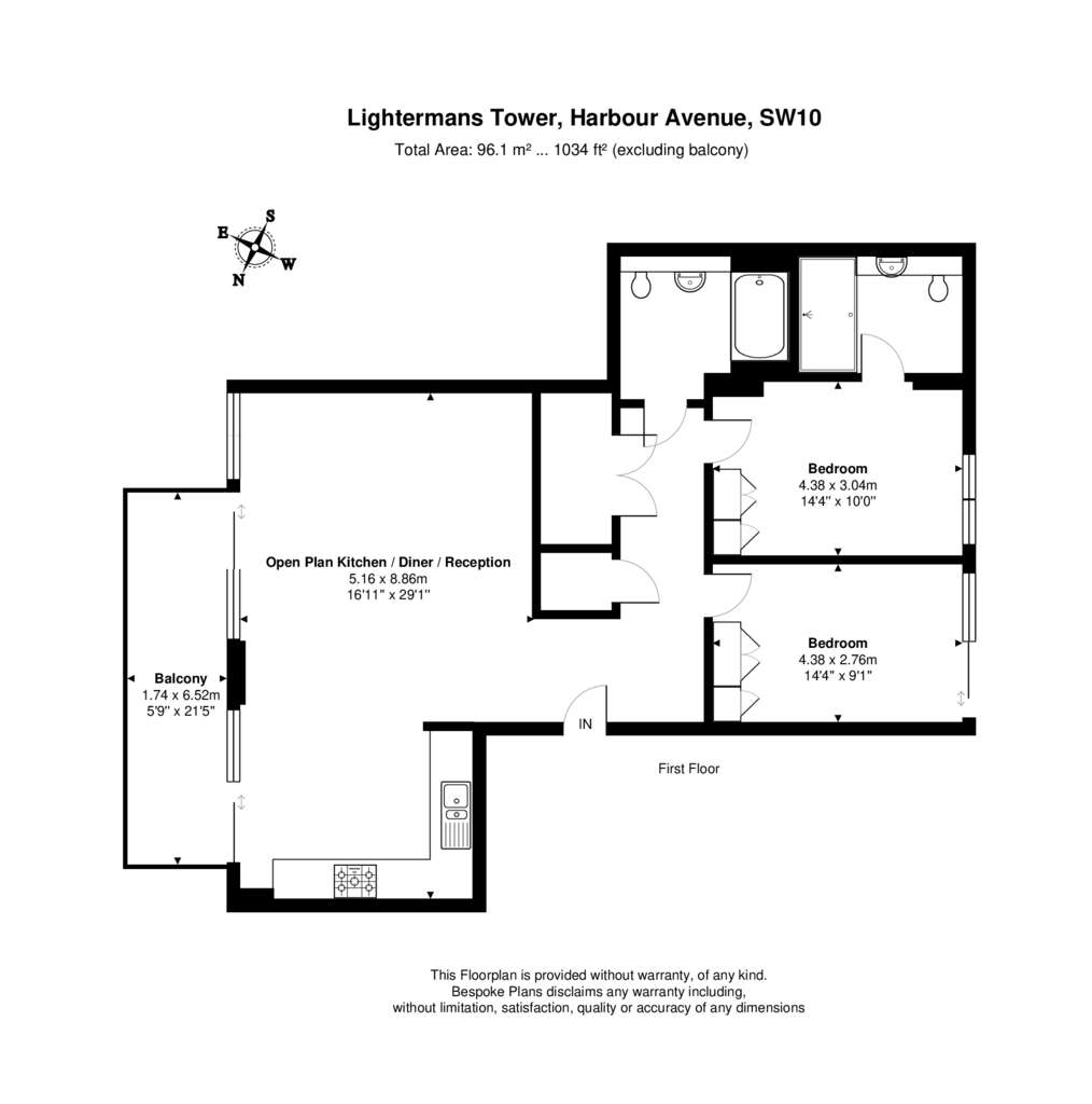 2 bedroom flat to rent - floorplan