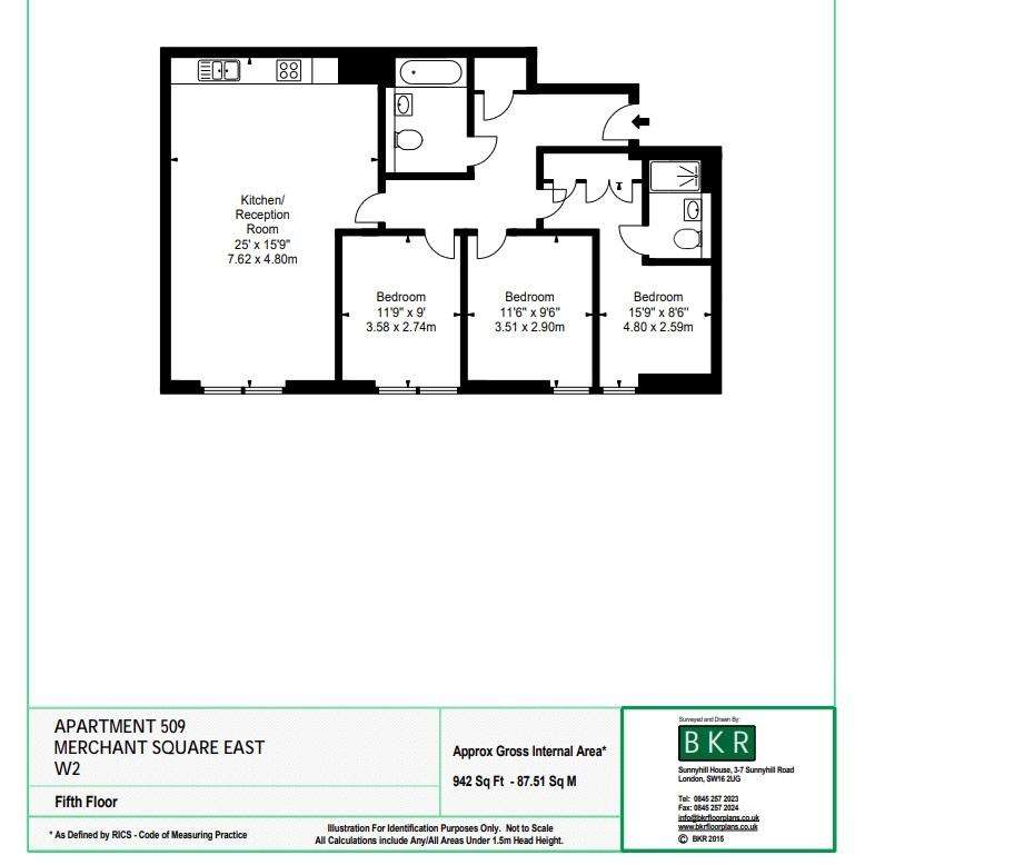 3 bedroom flat to rent - floorplan