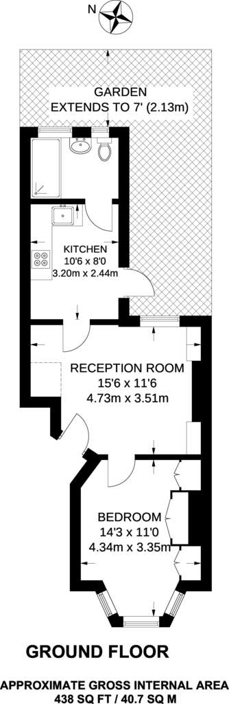 1 bedroom flat to rent - floorplan