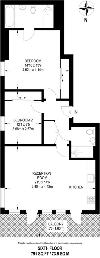 2 bedroom flat to rent - floorplan