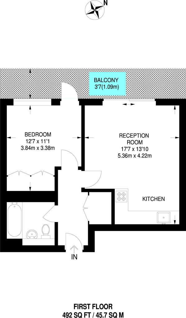 1 bedroom flat to rent - floorplan