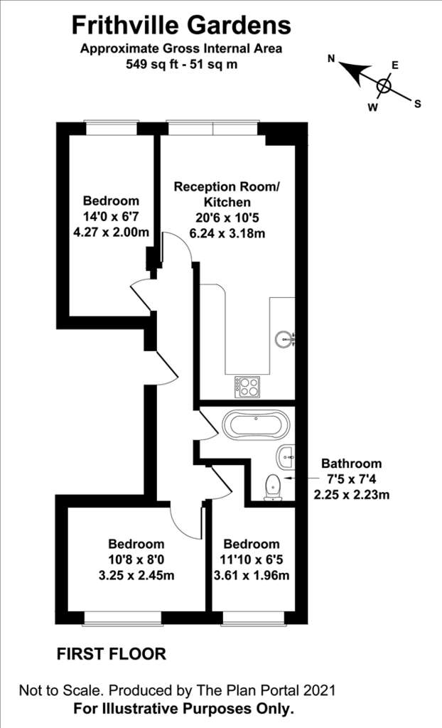 3 bedroom flat to rent - floorplan