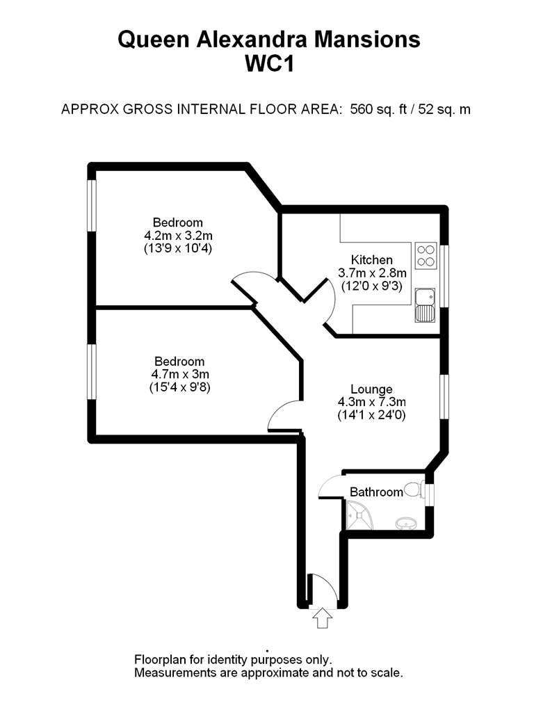 2 bedroom flat to rent - floorplan