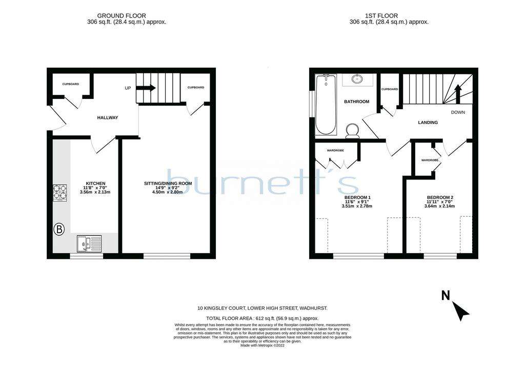 2 bedroom terraced house for sale - floorplan