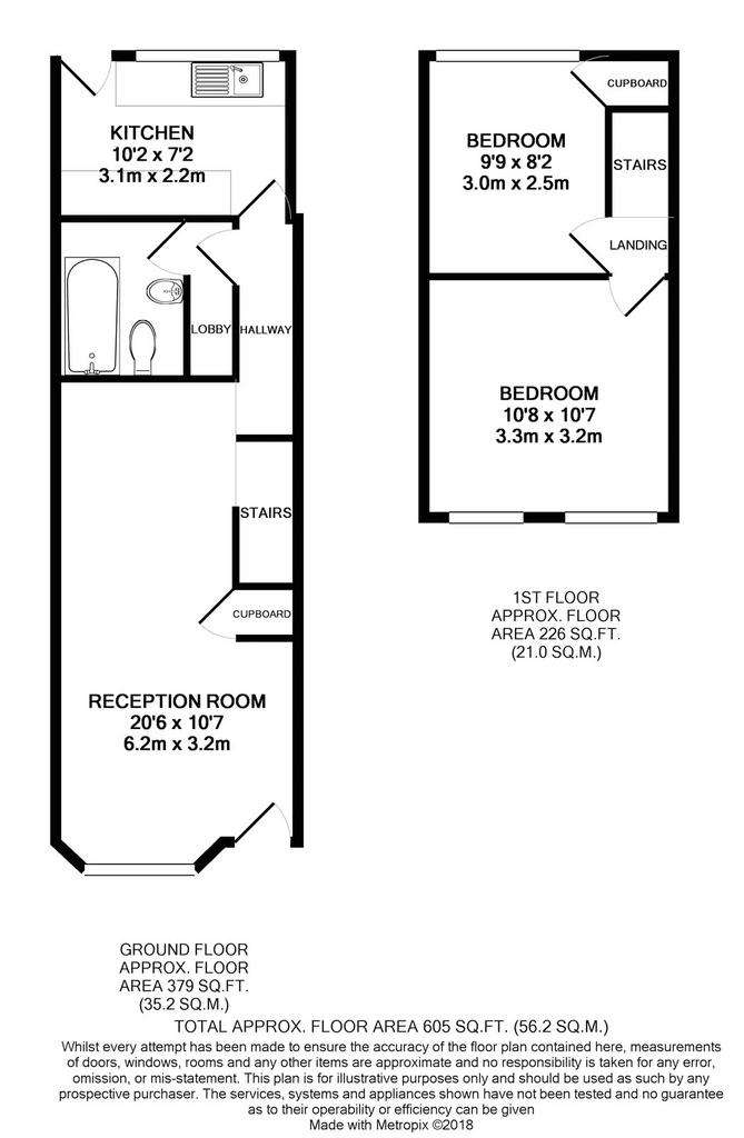 2 bedroom terraced house to rent - floorplan