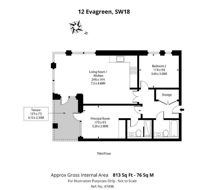 2 bedroom flat for sale - floorplan