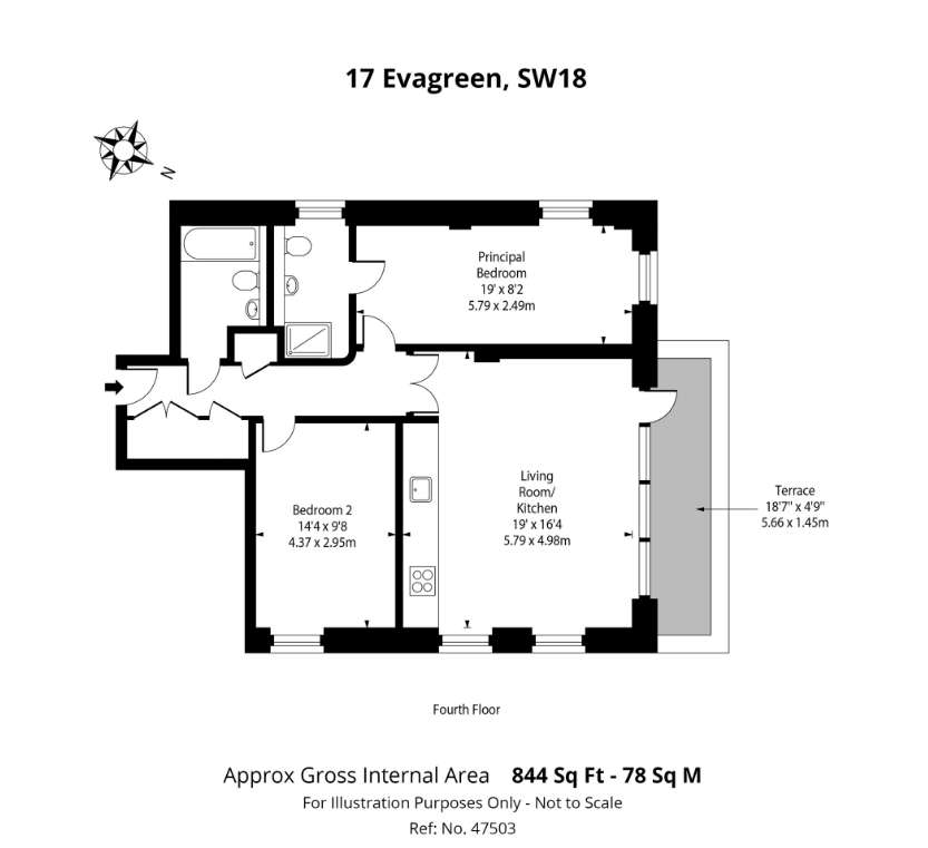 2 bedroom penthouse apartment for sale - floorplan