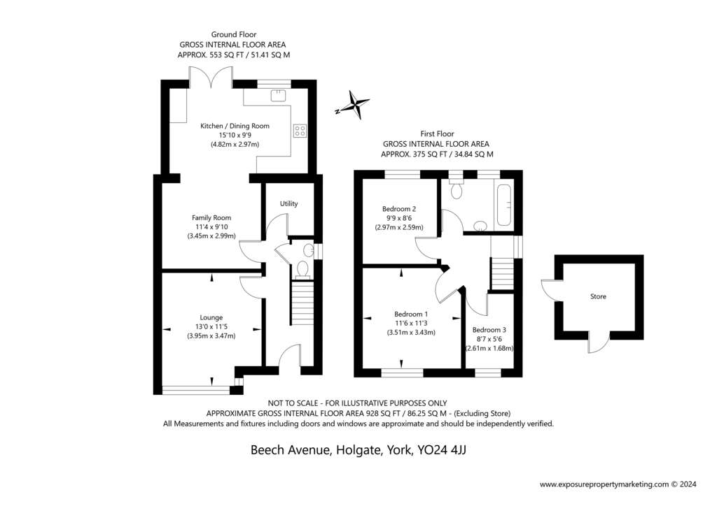 3 bedroom semi-detached house for sale - floorplan