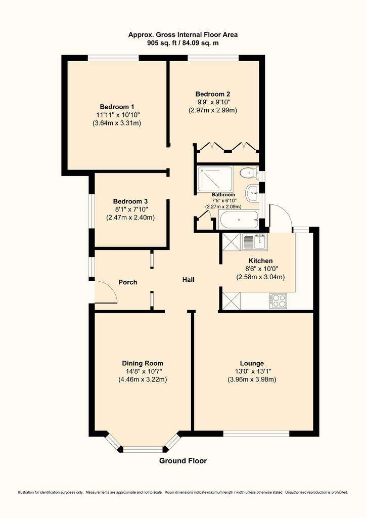 3 bedroom semi-detached bungalow for sale - floorplan