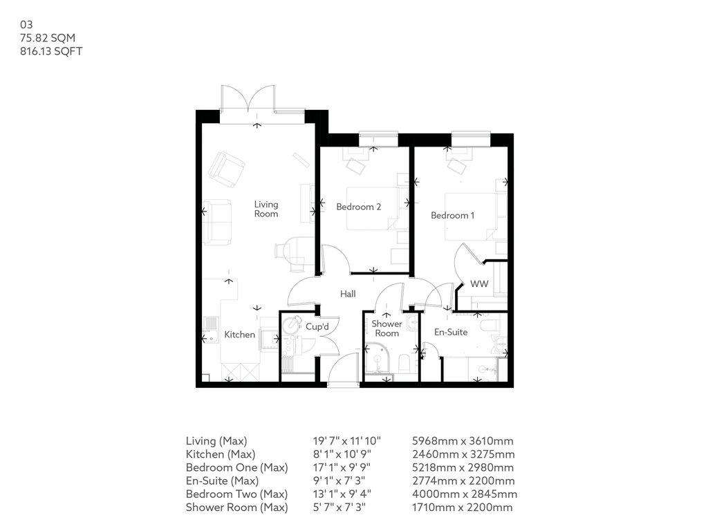 2 bedroom retirement property for sale - floorplan