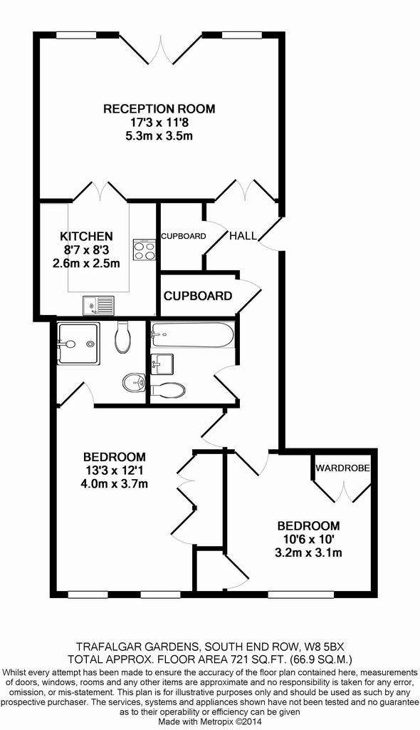 2 bedroom flat to rent - floorplan