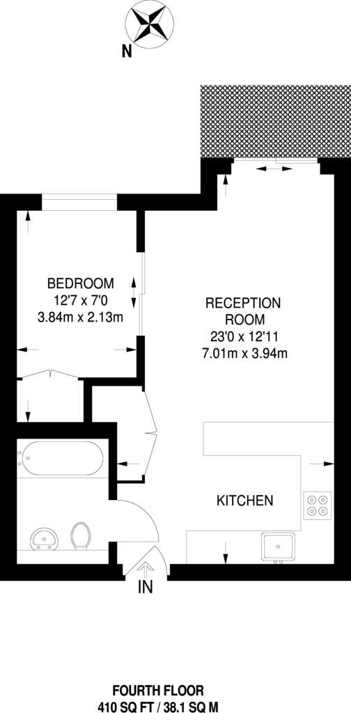 1 bedroom flat to rent - floorplan