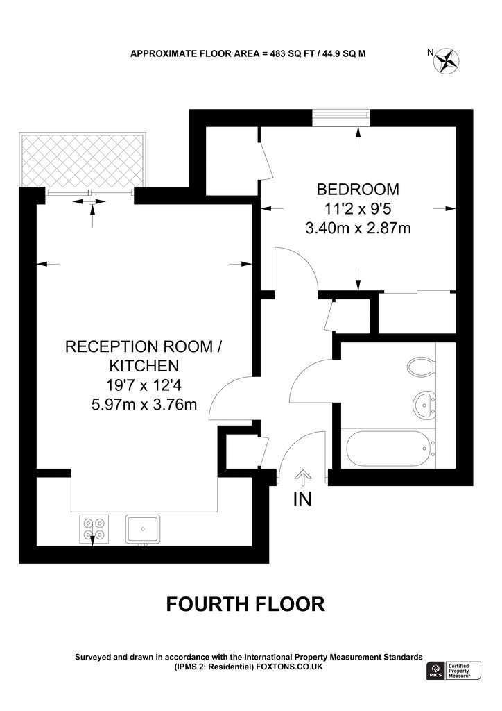 1 bedroom flat to rent - floorplan