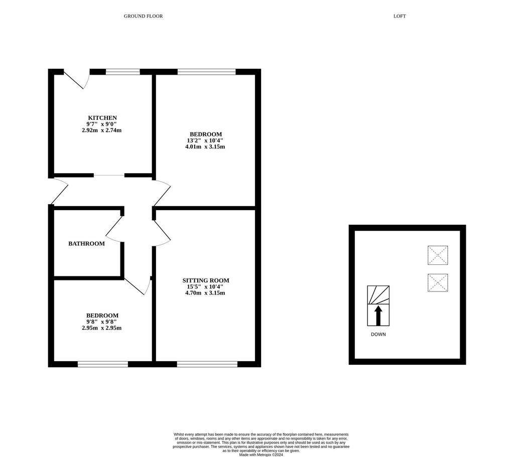 2 bedroom semi-detached bungalow for sale - floorplan