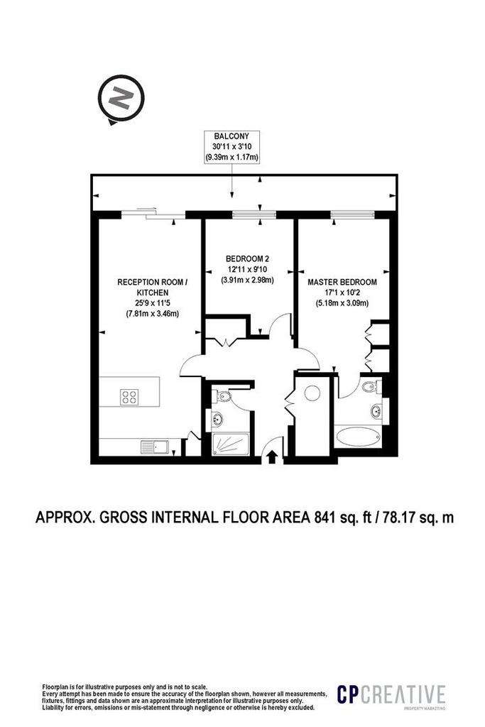 2 bedroom flat to rent - floorplan