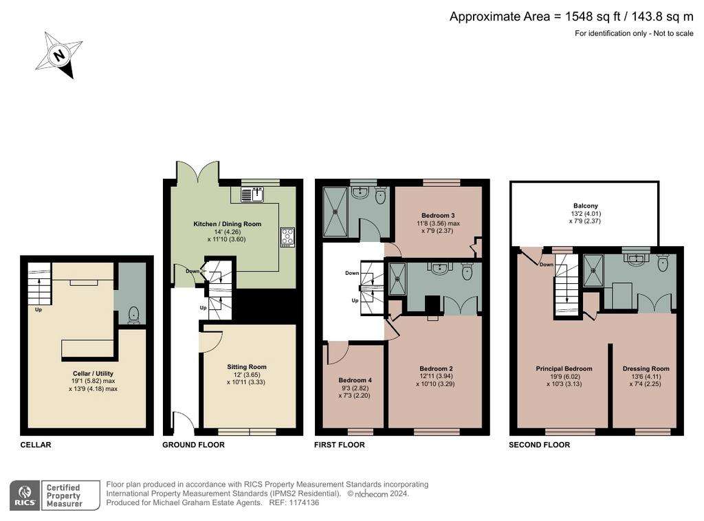 4 bedroom end of terrace house for sale - floorplan