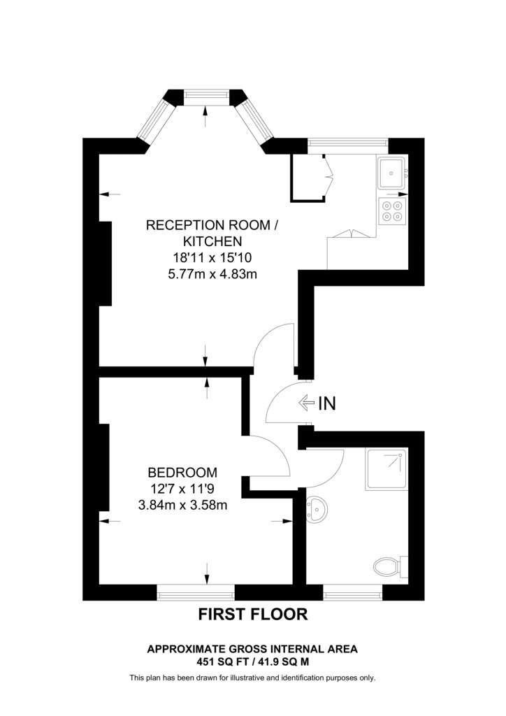 1 bedroom flat to rent - floorplan