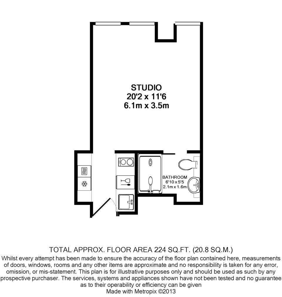 Studio flat to rent - floorplan