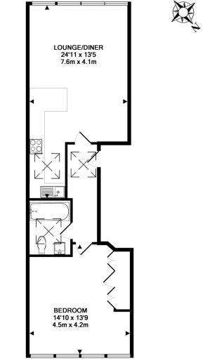 1 bedroom flat to rent - floorplan