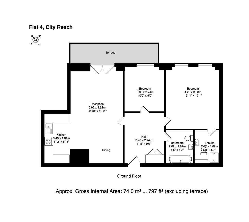 2 bedroom flat to rent - floorplan