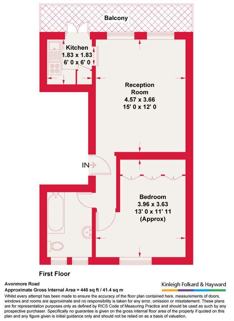 1 bedroom flat to rent - floorplan