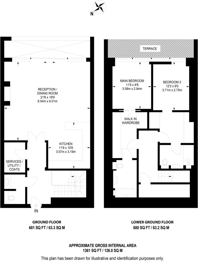 2 bedroom flat to rent - floorplan