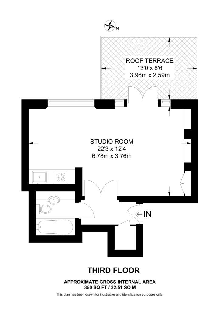 Studio flat to rent - floorplan