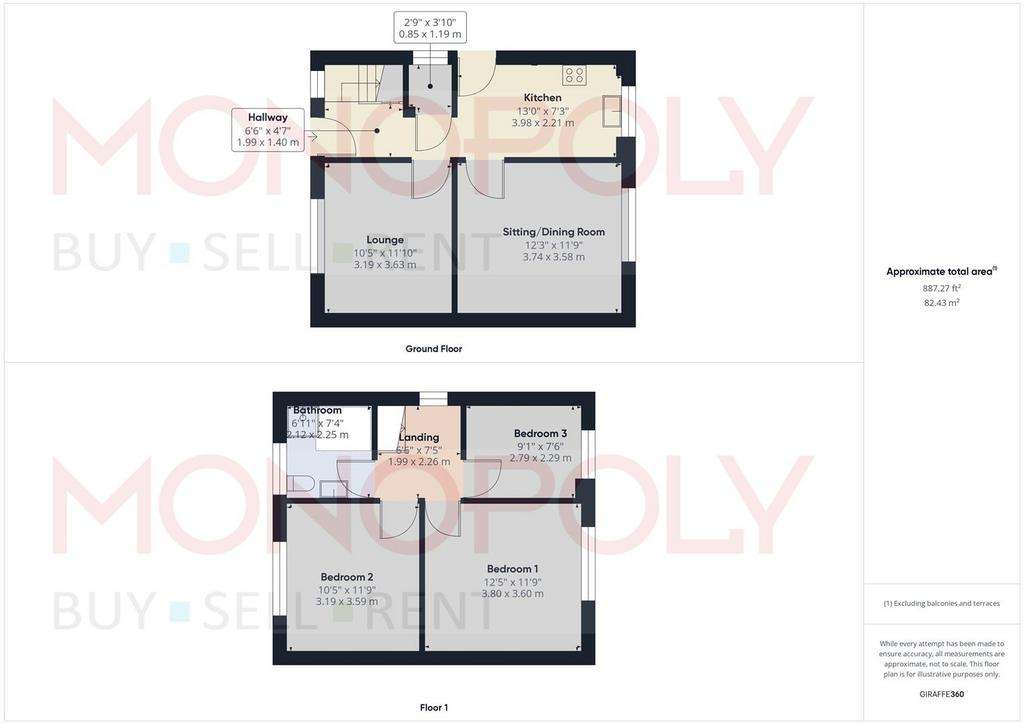 3 bedroom semi-detached house for sale - floorplan