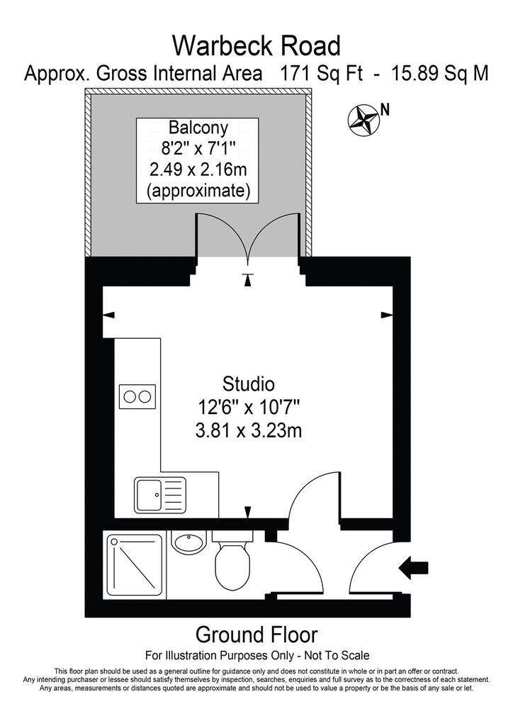 Studio flat to rent - floorplan