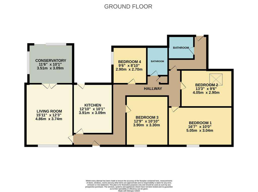 4 bedroom semi-detached bungalow for sale - floorplan