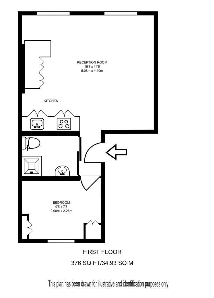 1 bedroom flat to rent - floorplan