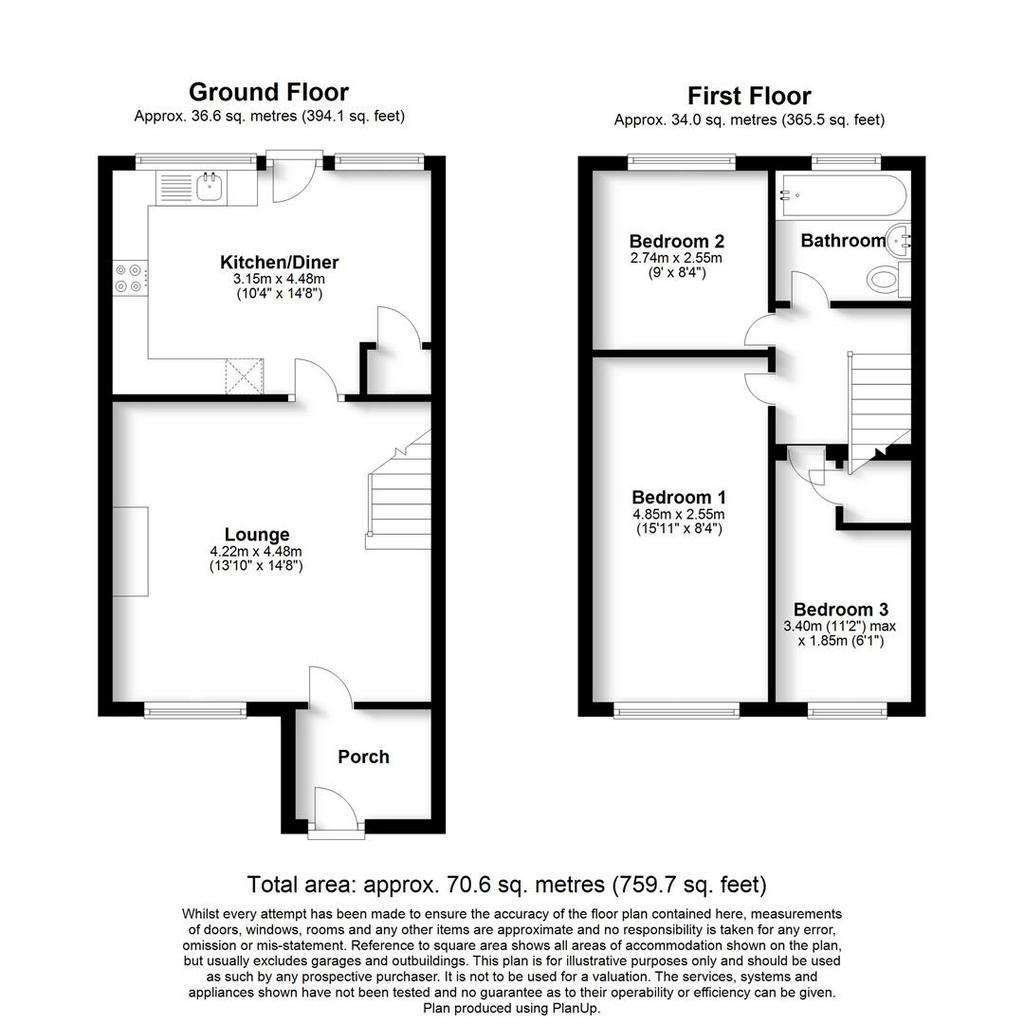 3 bedroom terraced house for sale - floorplan