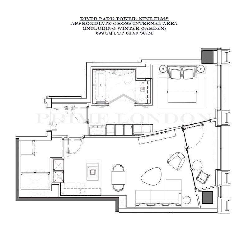 1 bedroom flat to rent - floorplan