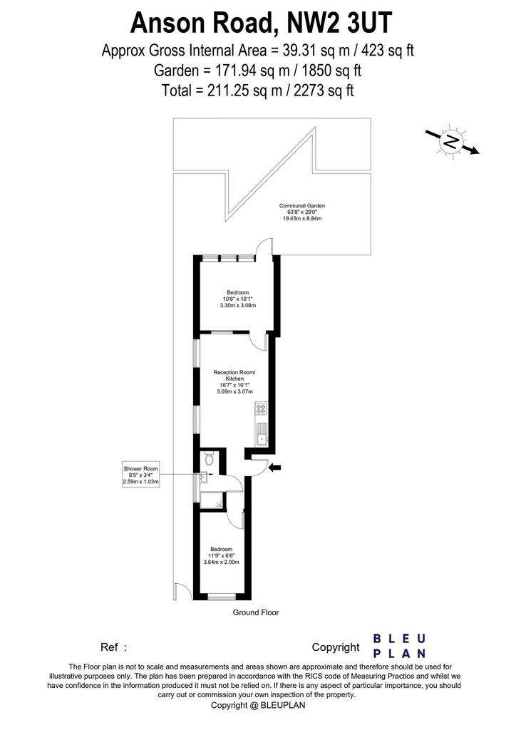 2 bedroom ground floor flat to rent - floorplan