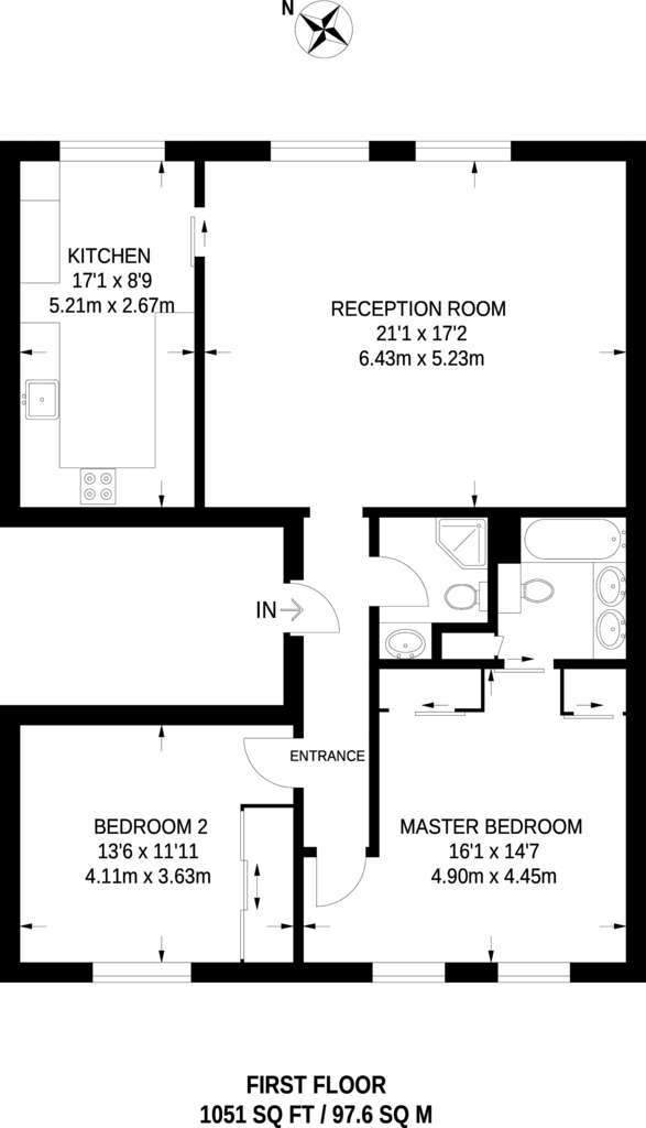 2 bedroom flat to rent - floorplan