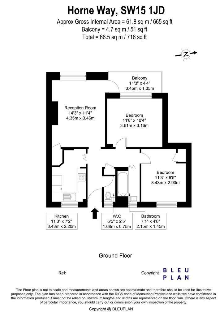 2 bedroom flat to rent - floorplan