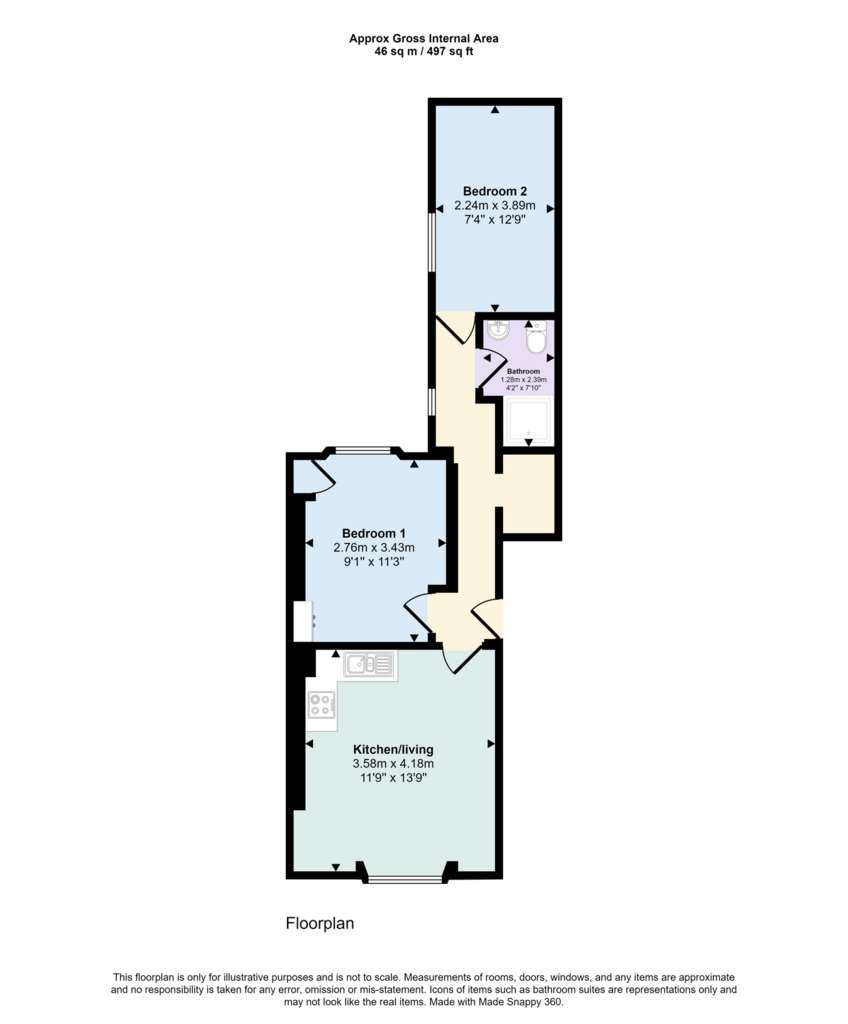 2 bedroom flat to rent - floorplan