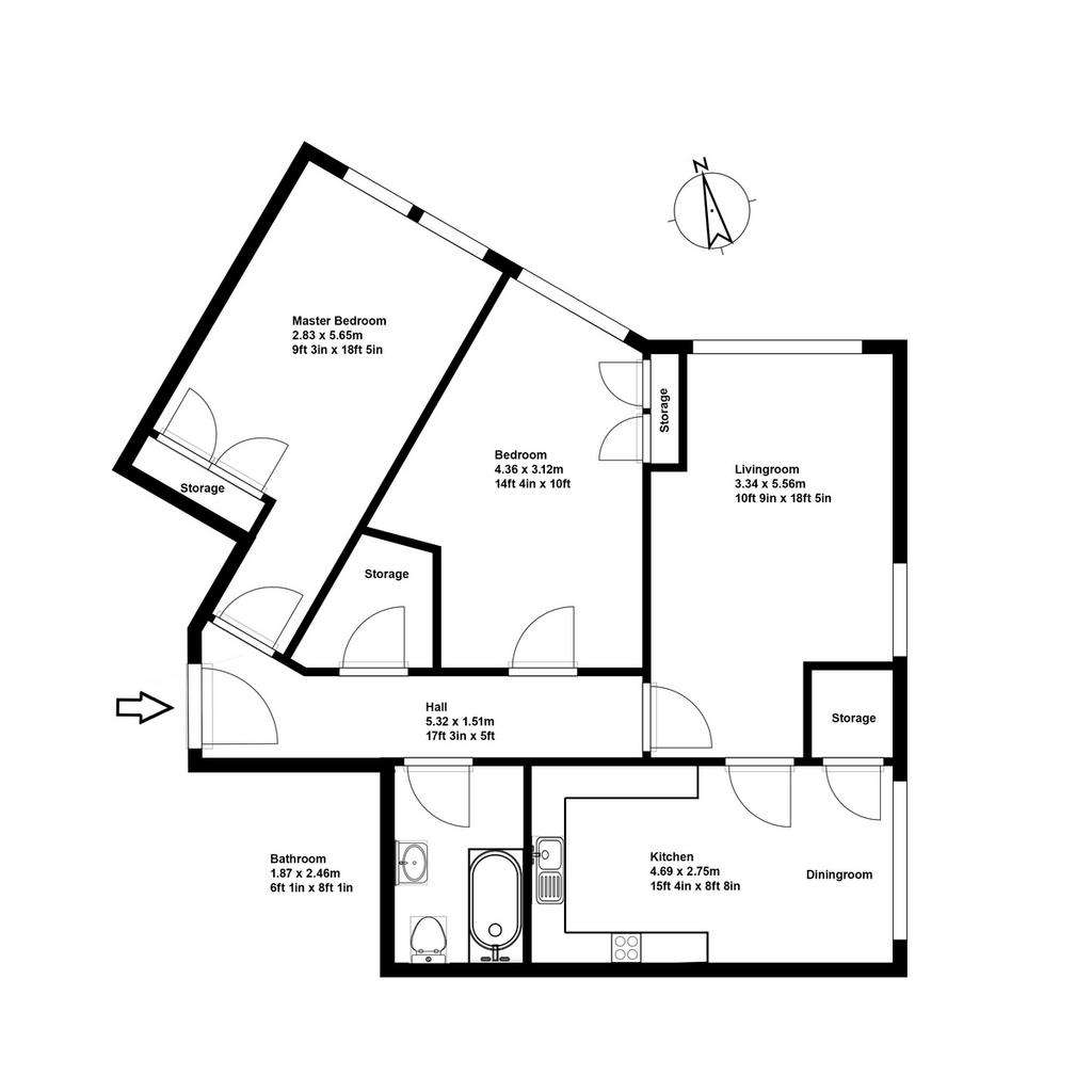 2 bedroom flat for sale - floorplan