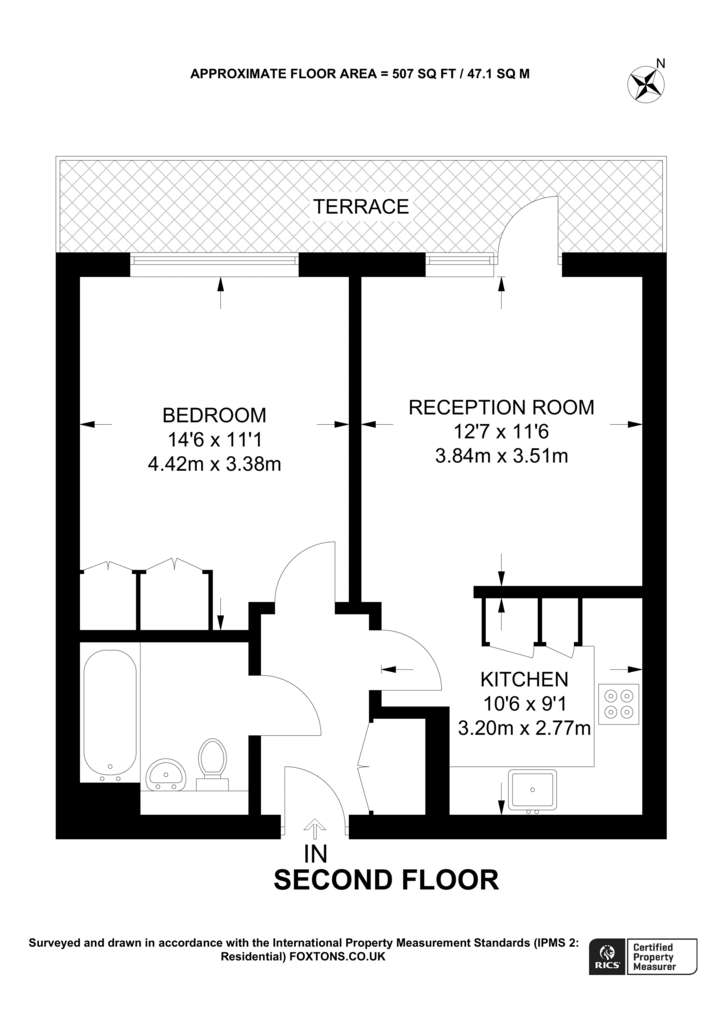 1 bedroom flat to rent - floorplan