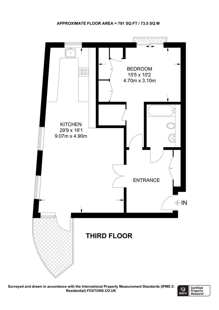 1 bedroom flat to rent - floorplan