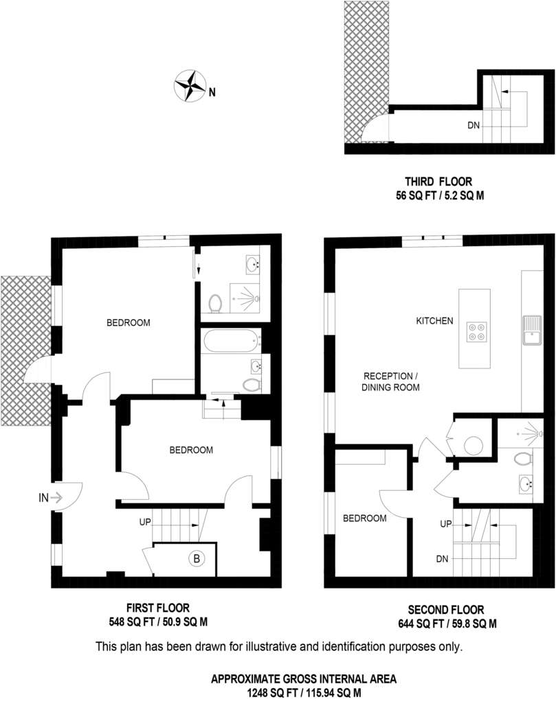 3 bedroom flat to rent - floorplan