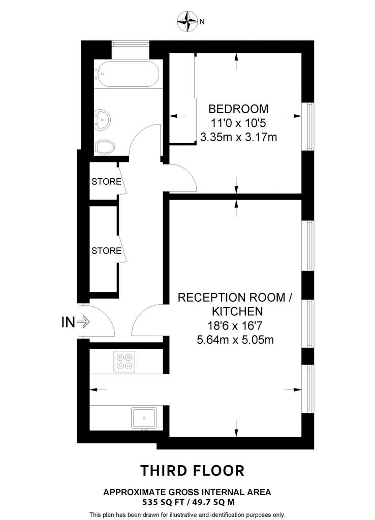 1 bedroom flat to rent - floorplan