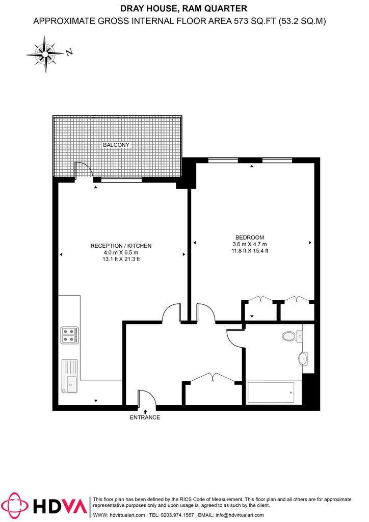 1 bedroom flat to rent - floorplan